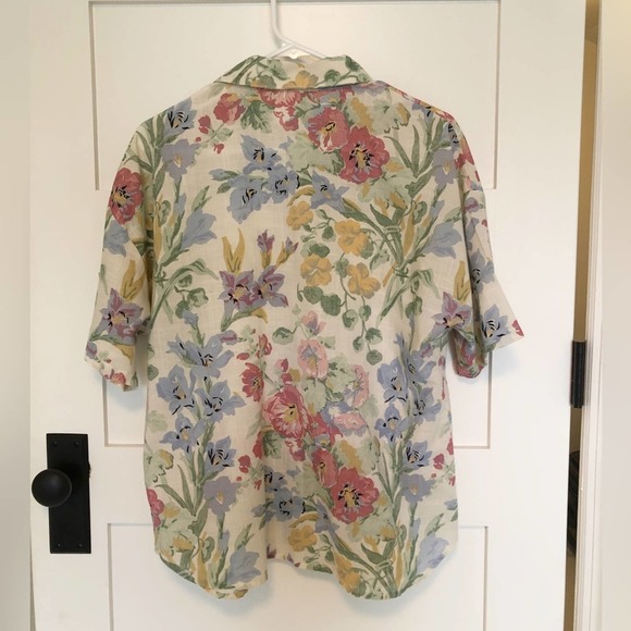 🎃Vintage Floral Lightweight Button Down Short Sleeve Blouse - Picture 3 of 8